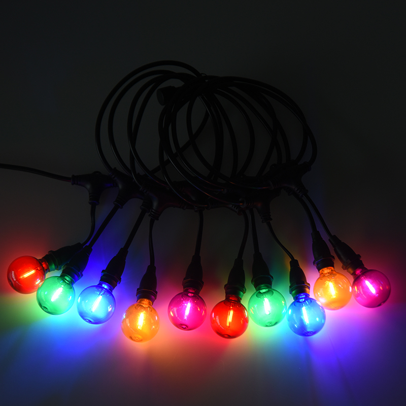 G40 rund glödlampa E12 skruvfot färgad pendel typ string lampa