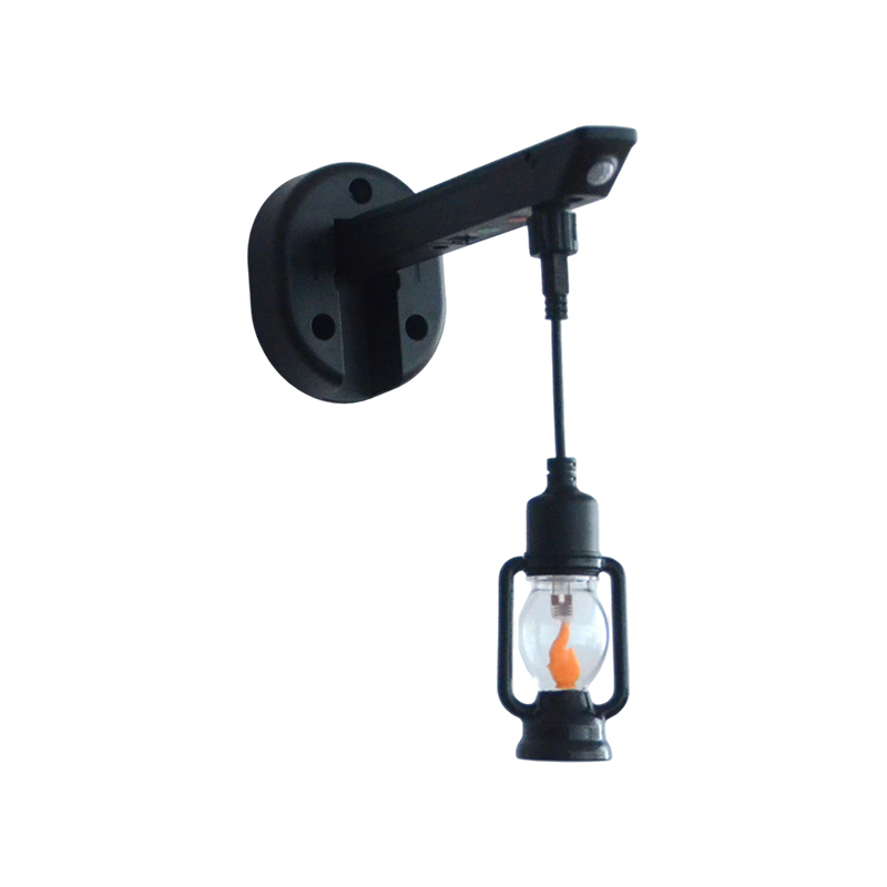 Vintage fotogenlampa stil solenergi vägglampa (flammeffekt)