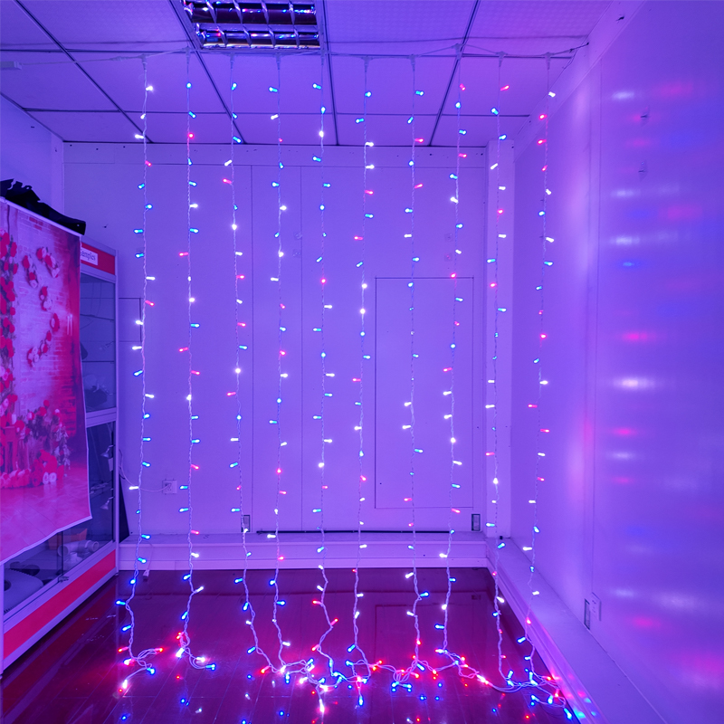 7-färgs synkron RGB-styrgardinljusslinga